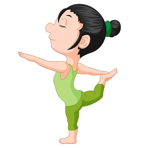 Uśmiechnięte dziewczyny robienie yoga — Wektor stockowy