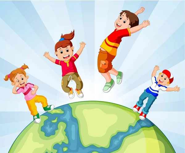 Children and the world — Stock Vector