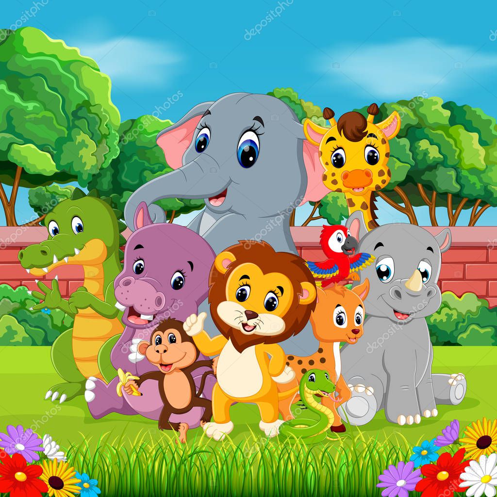 Real animal clip art | Wild Animals Forest — Stock Vector