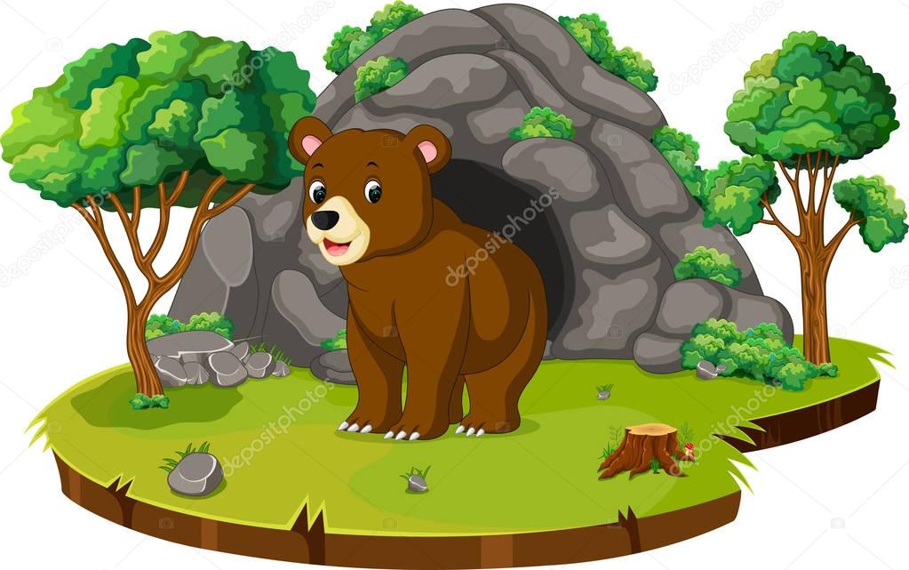 bear in front of the cave