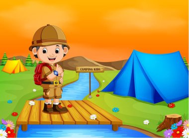 Adam zevk macera tatile Hiking görünümü tropik orman Traveler