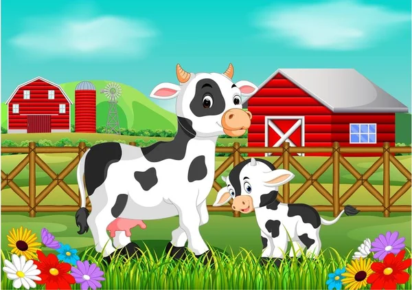 農場の可愛い牛 — ストックベクタ