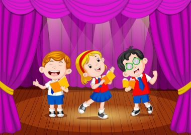 okul çocukları Sahne Alanı'nda şarkı