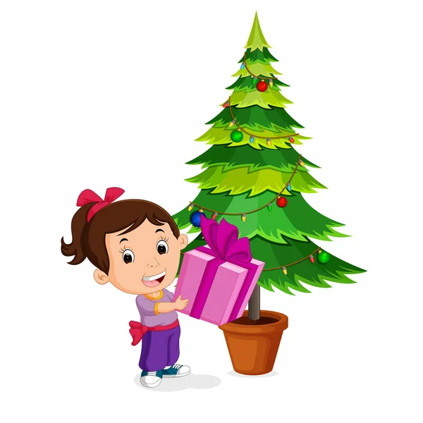 Kinder Bekommen Geschenke Für Weihnachten — Stockvektor