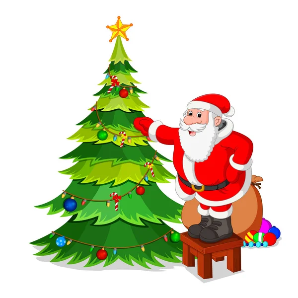 Santa Claus Vánoční Stromeček — Stockový vektor