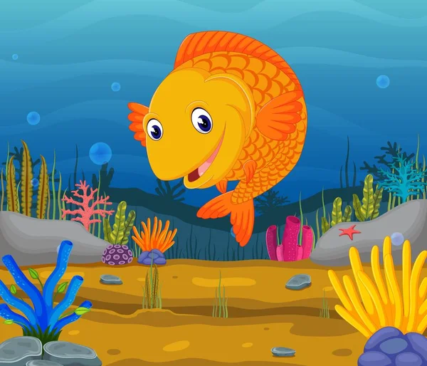 海のかわいい魚漫画 — ストックベクタ