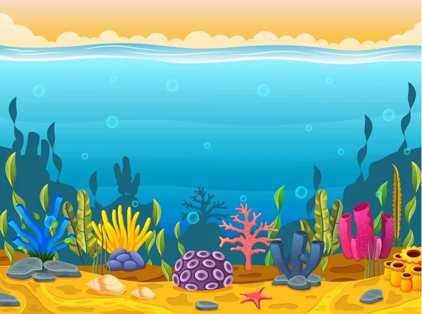熱帯のサンゴ礁の水中のシーン — ストックベクタ