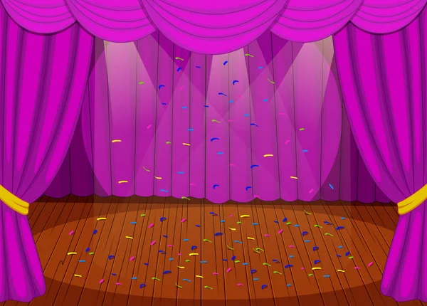 紫色のカーテンとステージ — ストックベクタ