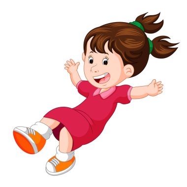 karikatür mutlu çocuklar poz uçan
