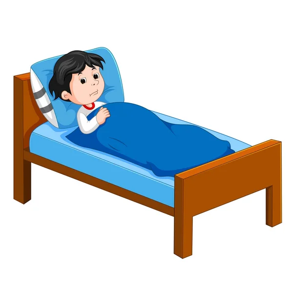Ziek Kind Bed Liggen — Stockvector