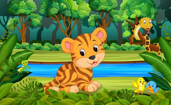 Tigre Dans Forêt — Image vectorielle