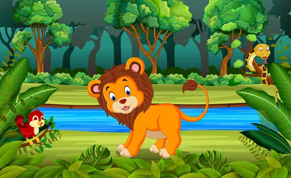 Λιοντάρι Στο Δάσος — Διανυσματικό Αρχείο