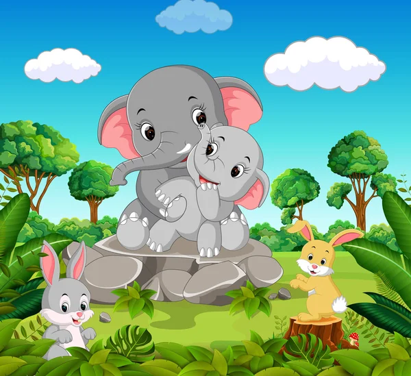 Elefante Bosque — Vector de stock