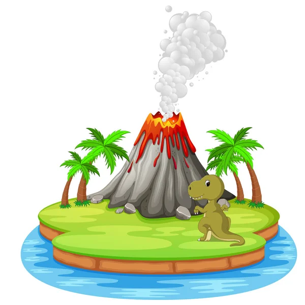 Illustration Des Éruptions Dinosaures Volcans — Image vectorielle