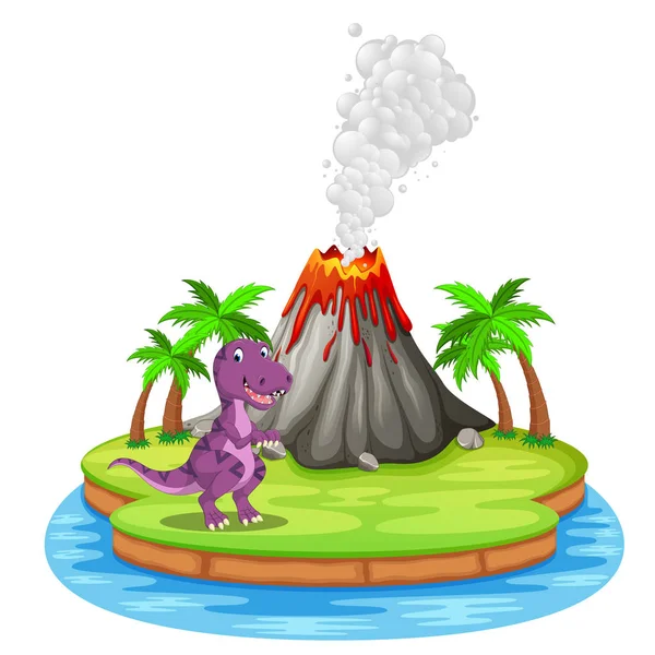 Dinosaurus Sopka Ilustrace Erupce — Stockový vektor