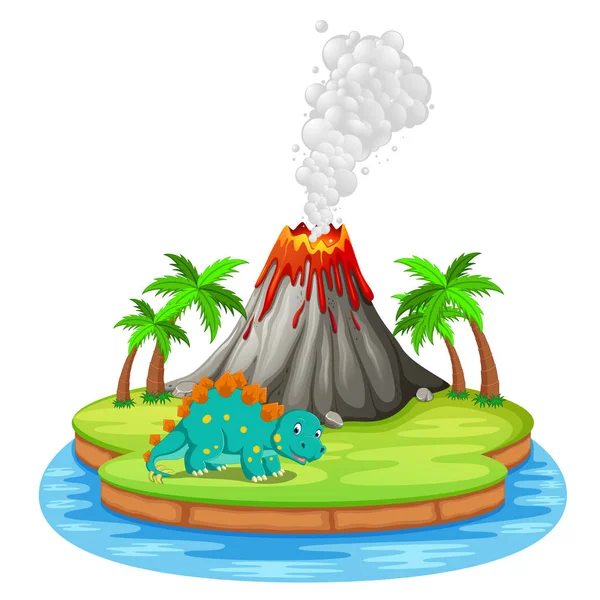 Dinosaurus Sopka Ilustrace Erupce — Stockový vektor