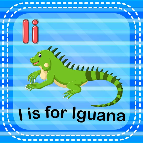 Flashcard Brev Jag För Iguana — Stock vektor