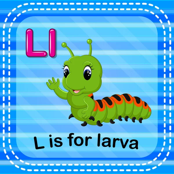 Flashcard Larva Için Harftir — Stok Vektör