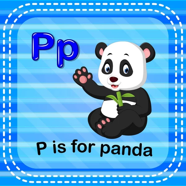 Letra Flashcard Para Panda — Vector de stock