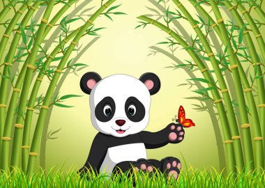 Bambu ormandaki iki sevimli panda