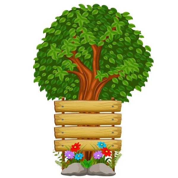 Houten Bord Bomen — Stockvector