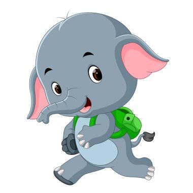 sırt çantası ile sevimli fil