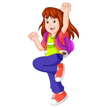 sırt üstünde onun sırt çantası ile mutlu kız