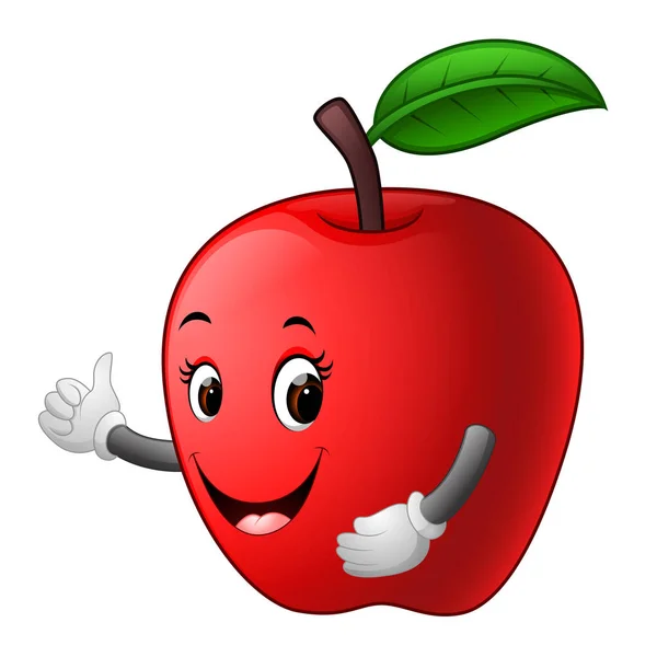 Linda Manzana Con Cara — Vector de stock