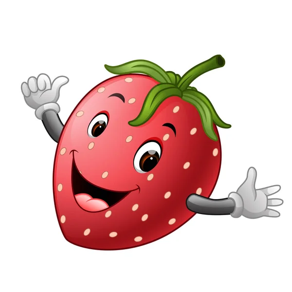 Strawberry Lucu Dengan Wajah - Stok Vektor