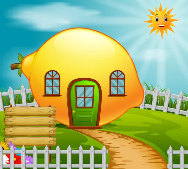 Lemon House Ogrodzie — Wektor stockowy