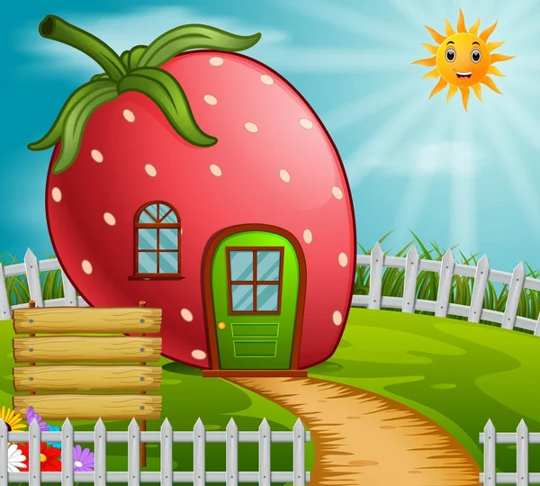 庭のイチゴの家 — ストックベクタ