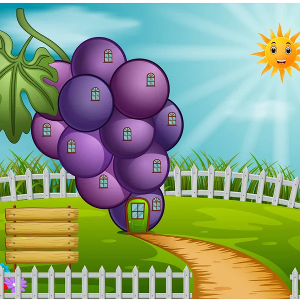 Grape House Garden — Stock Vector