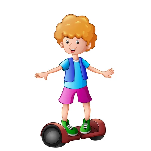 Young Boy Riding Electric Scooter — Stock Vector