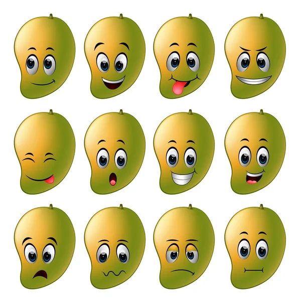 Mango Mit Verschiedenen Emoticons — Stockvektor