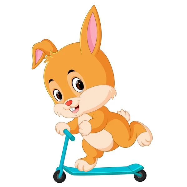 可爱的兔子骑着滑板车 — 图库矢量图片