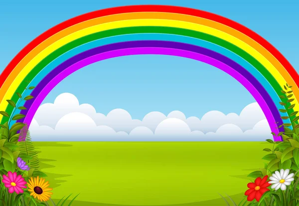 虹と魅惑的な庭園 — ストックベクタ