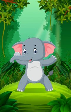 Açık ve yeşil ormanın içinde fil