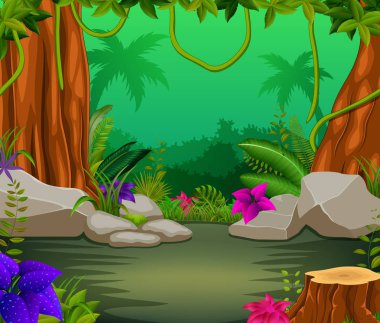 Orman sahne ile lots-in ağaçları