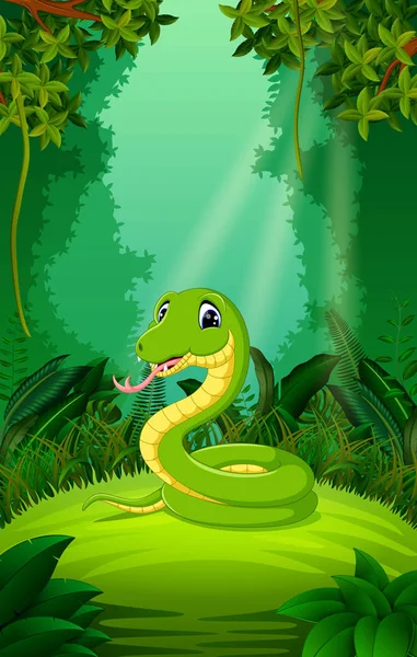 Snake Het Heldere Groene Woud — Stockvector