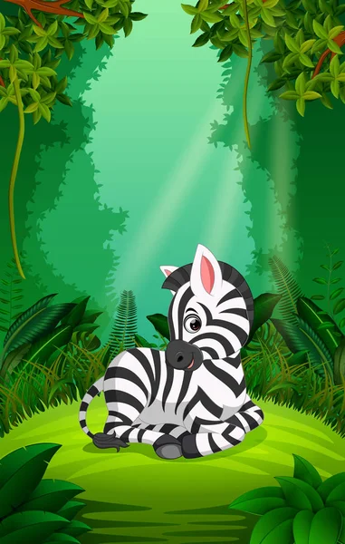 Zebra Jasny Zielony Las — Wektor stockowy