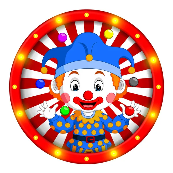 Clown Banner Med Ljusa Lökar — Stock vektor