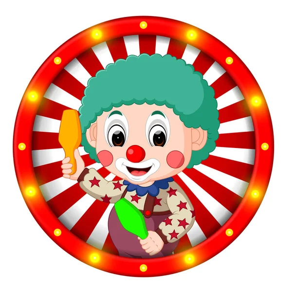 Bannière Clown Avec Des Ampoules Lumineuses — Image vectorielle