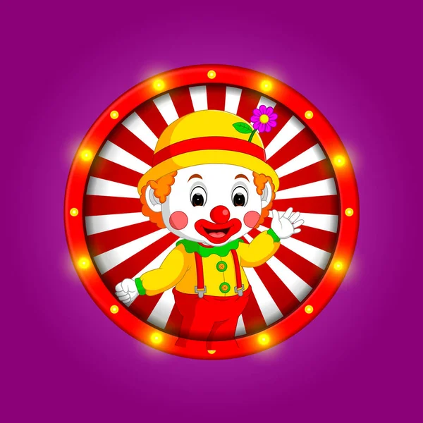 Pancarta Payaso Con Bombillas Brillantes — Vector de stock