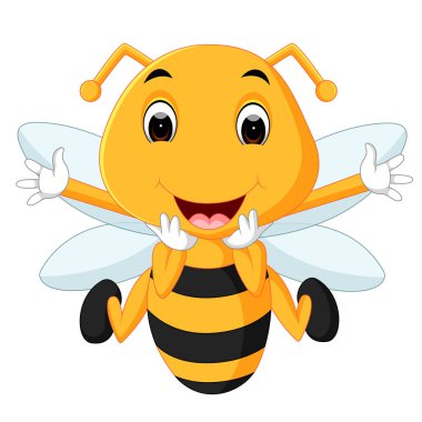 Beyaz arka planda bal arısı