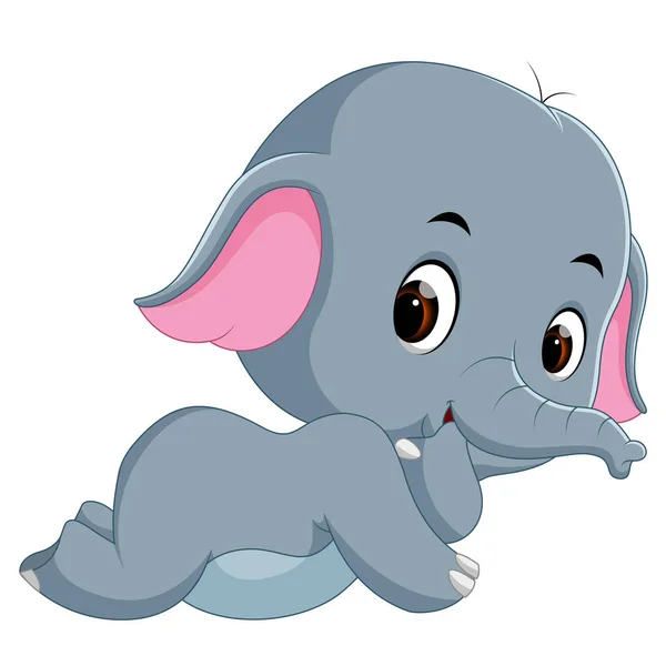 Divertido Bebé Elefante Dibujos Animados — Vector de stock