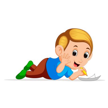 genç çocuk kalem kullanarak yazma konusunda pratik