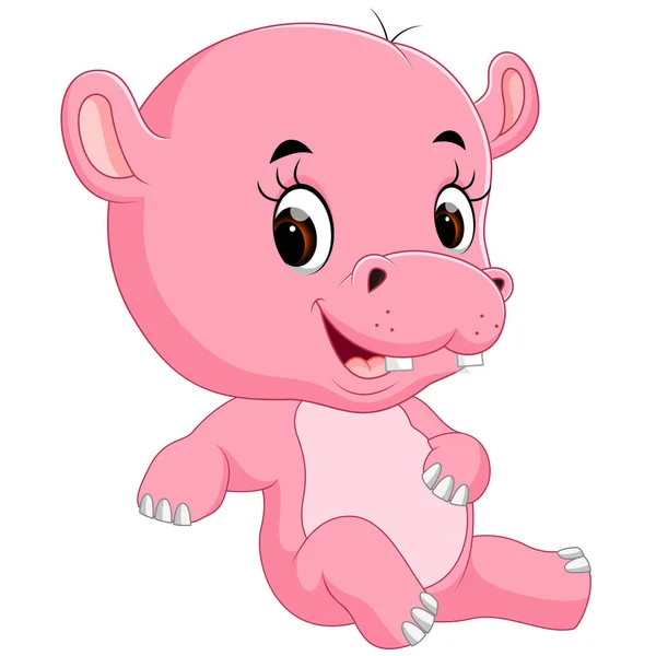 Cartoo Mignon Bébé Hippopotame — Image vectorielle