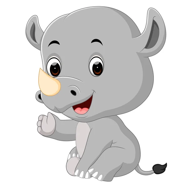 Cute Happy Rhino Cartoon — Stock Vector