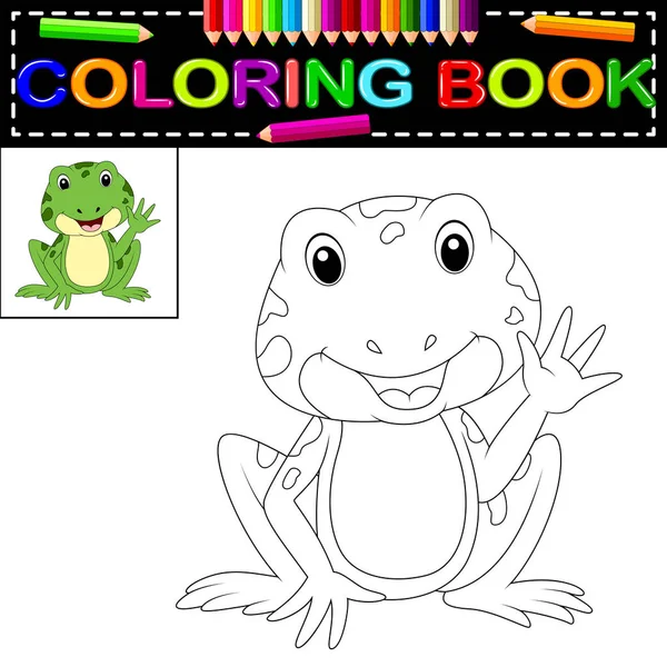 Lindo Libro Para Colorear Rana — Vector de stock