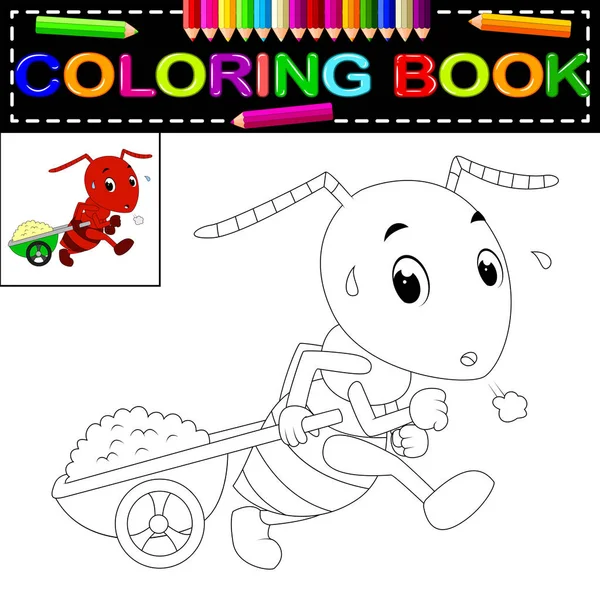 Livro Bonito Para Colorir Formigas — Vetor de Stock
